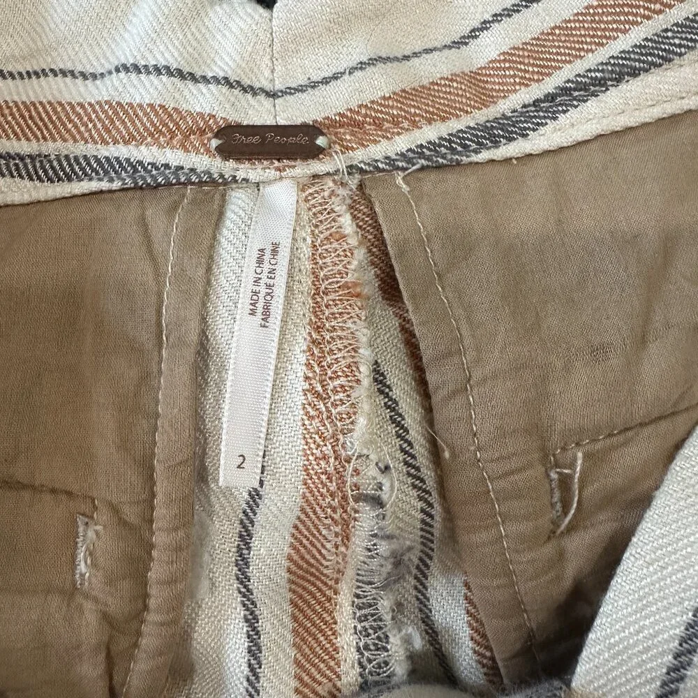 FREE PEOPLE Striped Linen Beachy Wide Leg Pants Trousers - Size 2